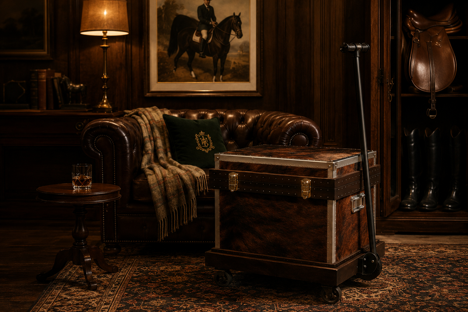 Cowhide trunk in study